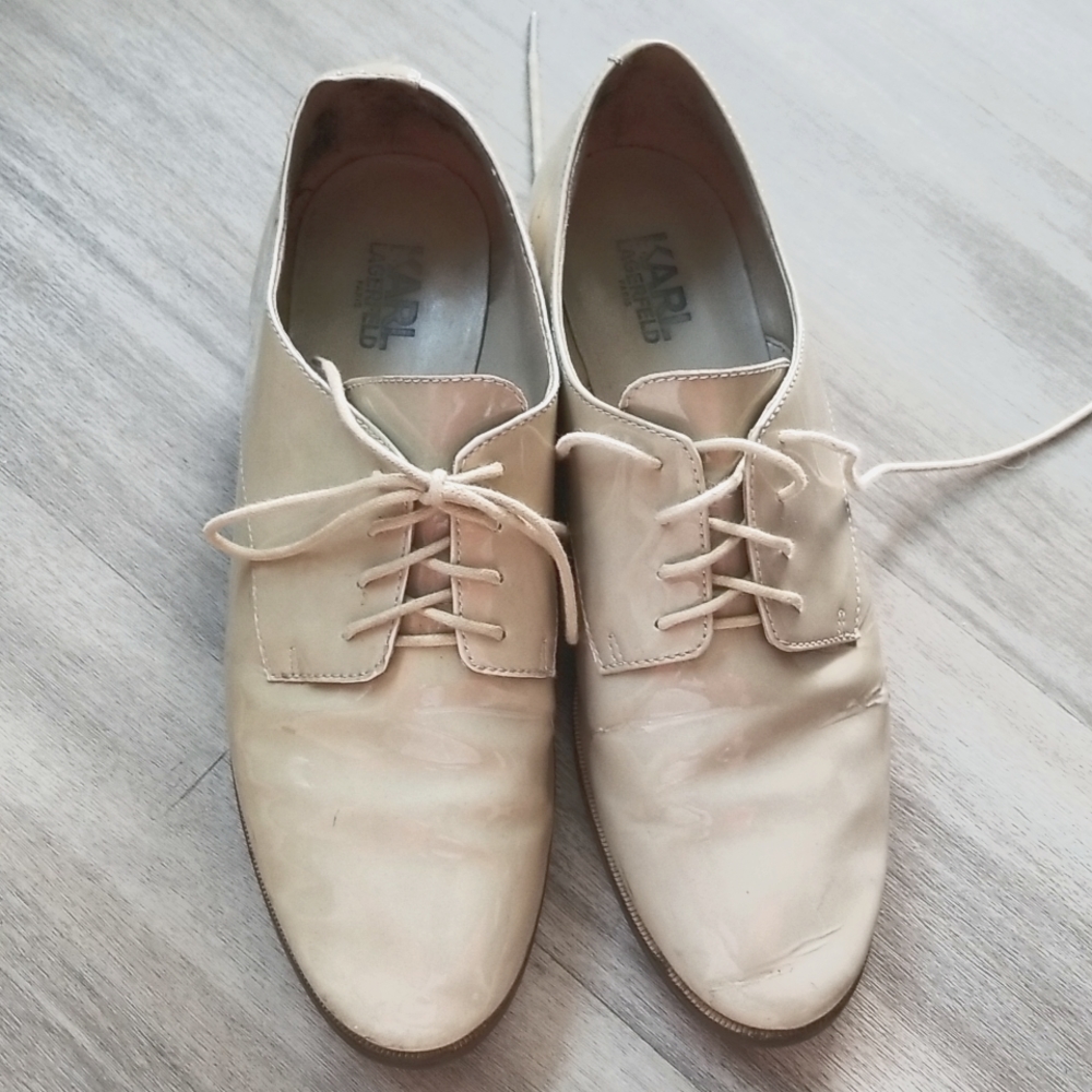 Karl Lagerfeld Paris Tan Leather Loafers Size 8.5
